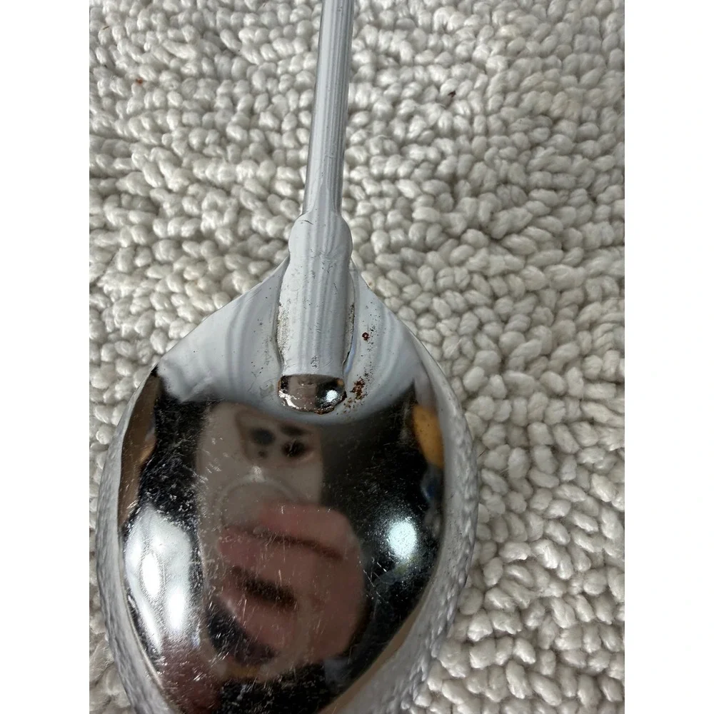 Vintage‎ Ekco Chromium Plated Serving Spoon Black Handle Made in USA 12.25 Inch